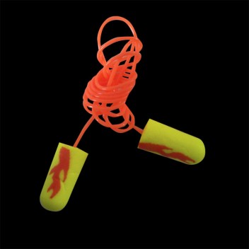 Corded Ear Plugs With Flame Design - Click Image to Close